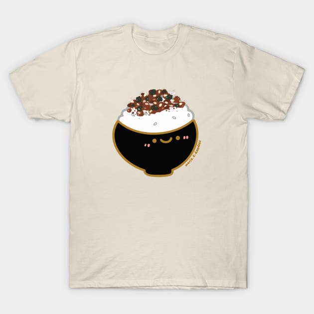 Kawaii Happy Japanese rice furikake rice seasonings bowl T-Shirt by Marie.c.doodles